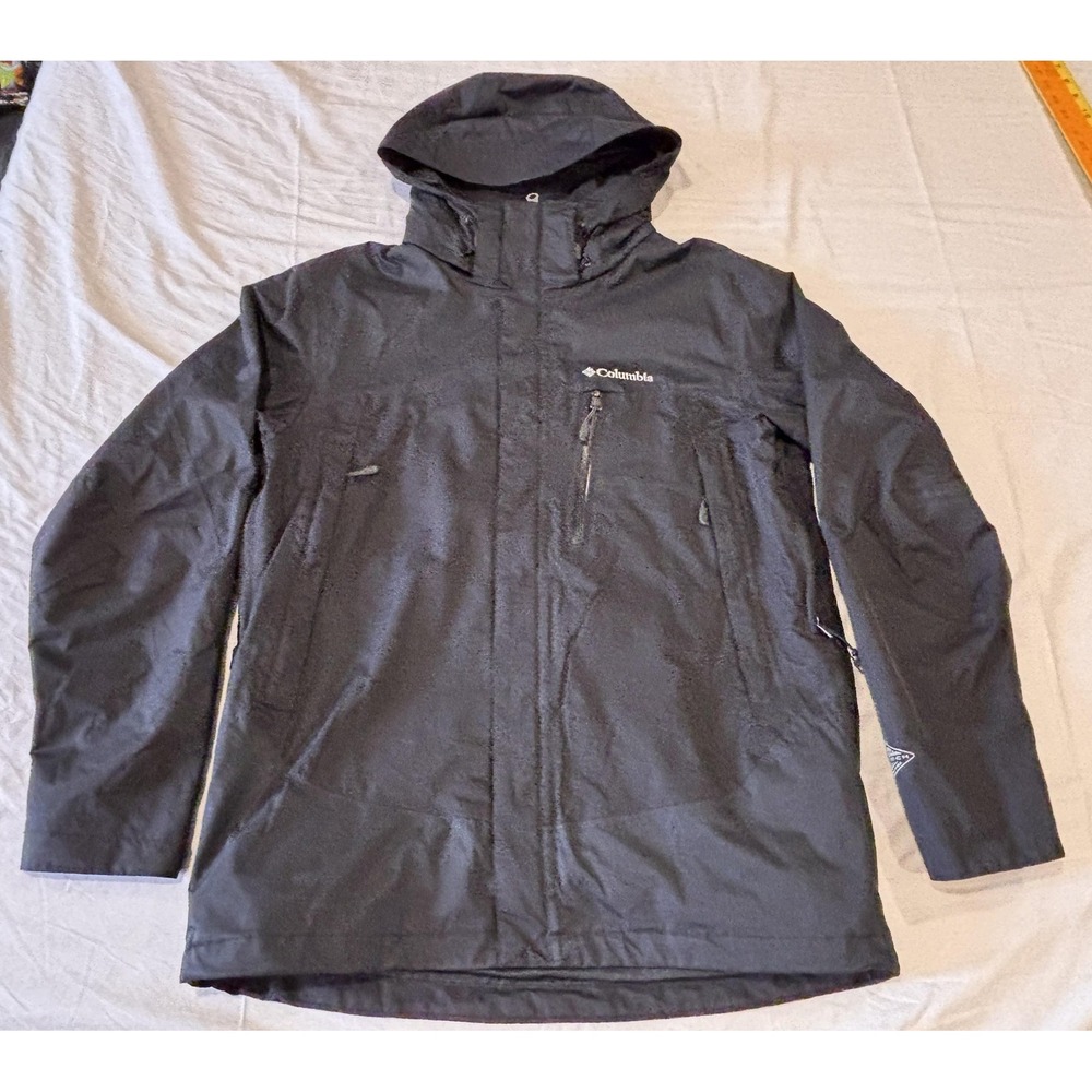 Columbia Omni-Tech Interchange Jacket Mens Medium Black Hooded Ski Waterproof
